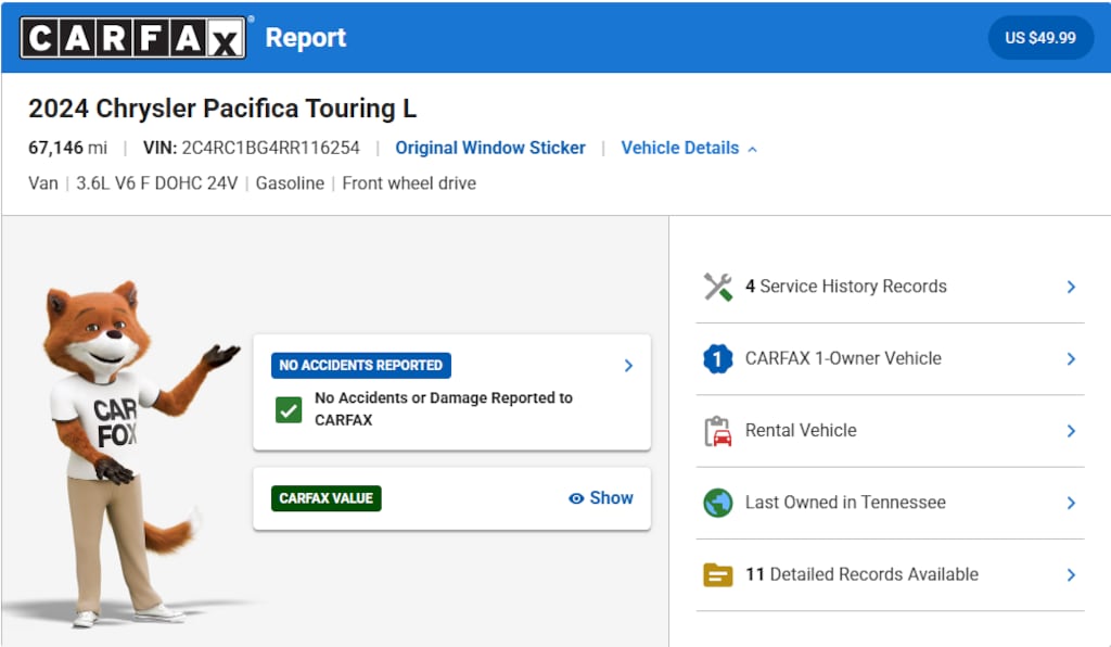 Used 2024 Chrysler Pacifica Touring L Van Passenger Van