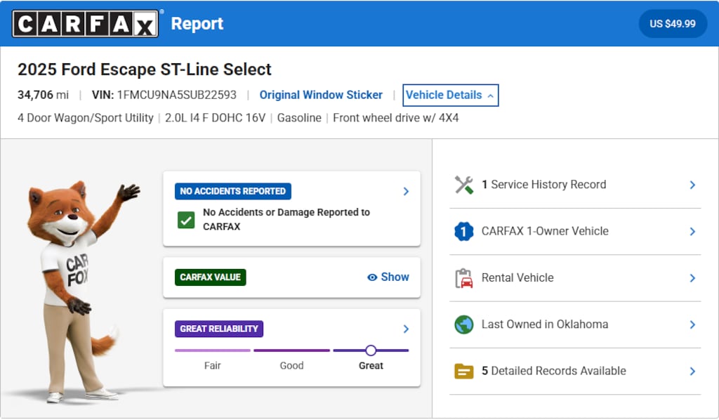 Certified 2025 Ford Escape ST-Line Select SUV