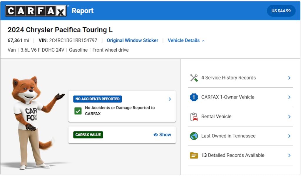 Used 2024 Chrysler Pacifica Touring L Van Passenger Van