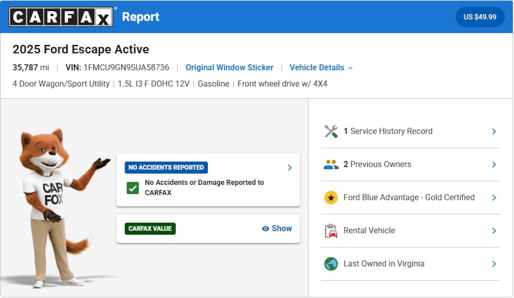 Certified 2025 Ford Escape Active SUV