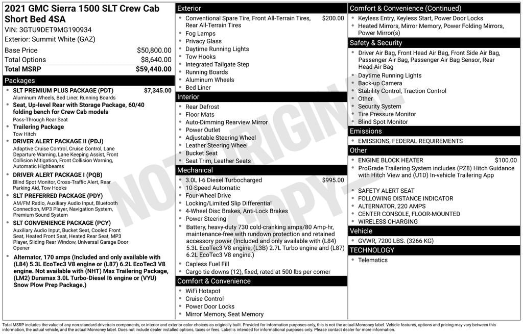 Used 2021 GMC Sierra 1500 SLT with VIN 3GTU9DET9MG190934 for sale in Monroe, MI