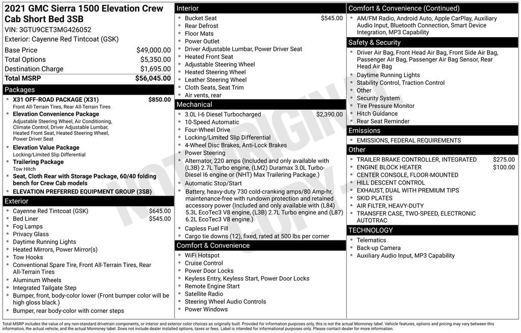 Used 2021 GMC Sierra 1500 Elevation Truck