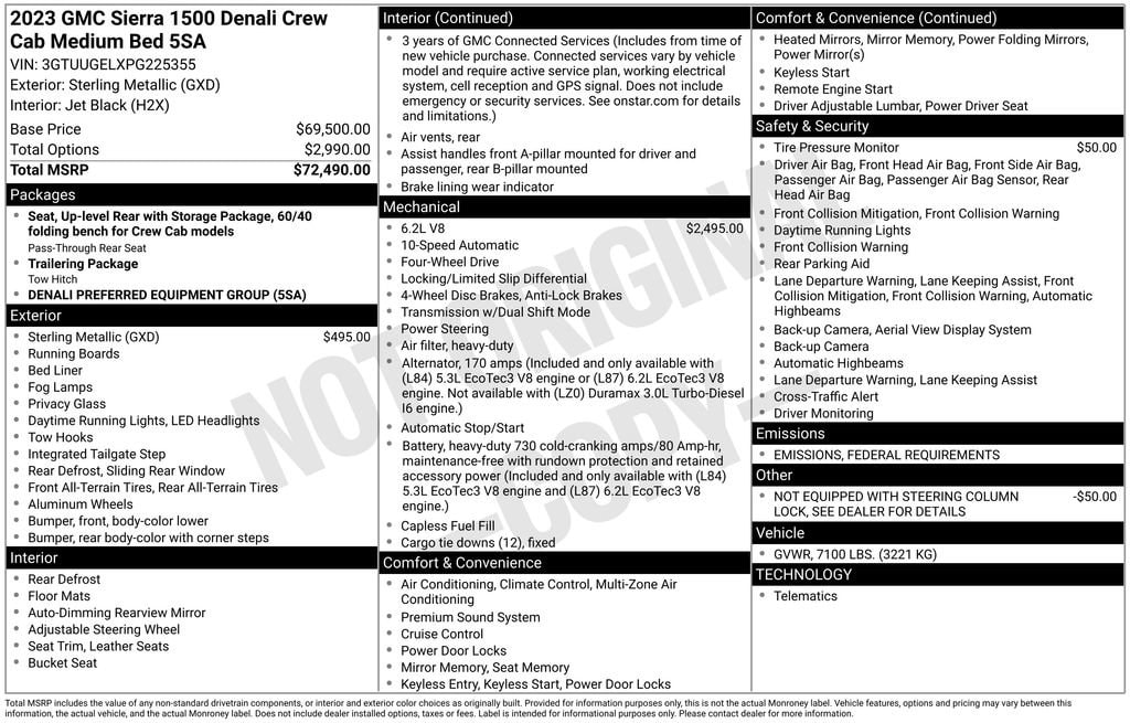 Used 2023 GMC Sierra 1500 Denali Denali with VIN 3GTUUGELXPG225355 for sale in Monroe, MI