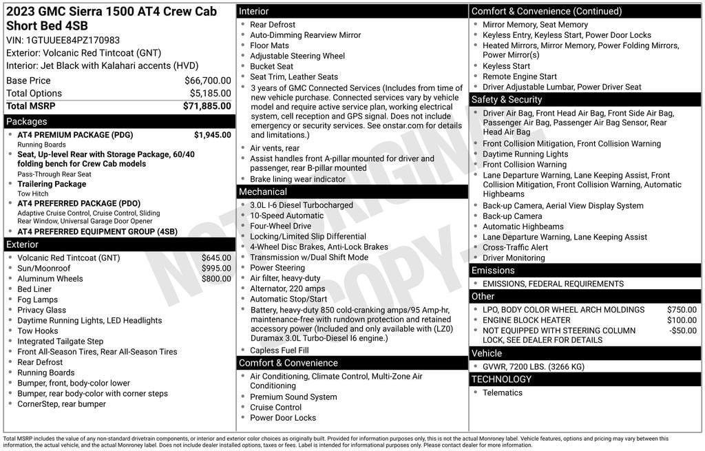 Used 2023 GMC Sierra 1500 AT4 with VIN 1GTUUEE84PZ170983 for sale in Monroe, MI