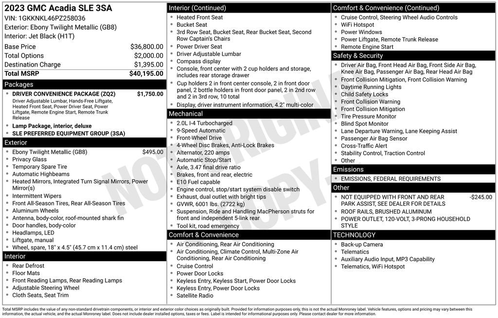 Used 2023 GMC Acadia SLE SUV