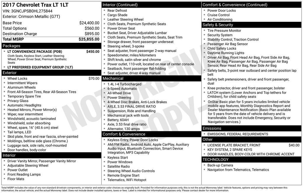 Used 2017 Chevrolet Trax LT SUV