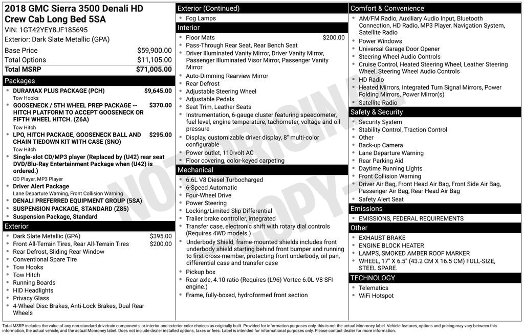 Used 2018 GMC Sierra 3500 Denali HD Denali with VIN 1GT42YEY8JF185695 for sale in Monroe, MI