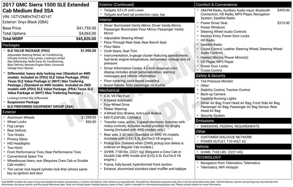Used 2017 GMC Sierra 1500 SLE with VIN 1GTV2MEH7HZ142147 for sale in Monroe, MI
