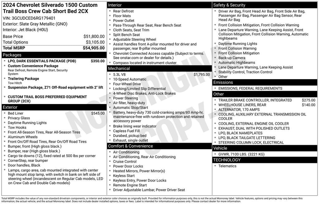 Used 2024 Chevrolet Silverado 1500 Custom with VIN 3GCUDCED6RG179401 for sale in Monroe, MI