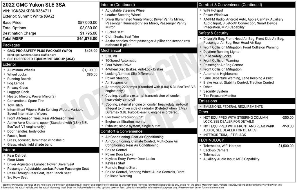 Used 2022 GMC Yukon SLE SUV