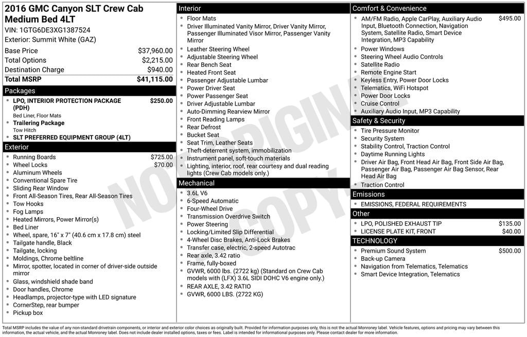 Used 2016 GMC Canyon 4WD SLT Truck