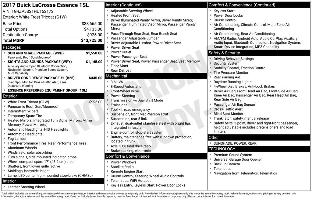 Used 2017 Buick Lacrosse Essence Car