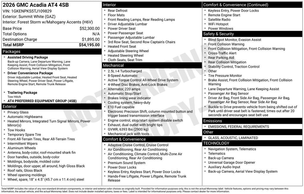 New 2026 GMC Acadia AT4 SUV