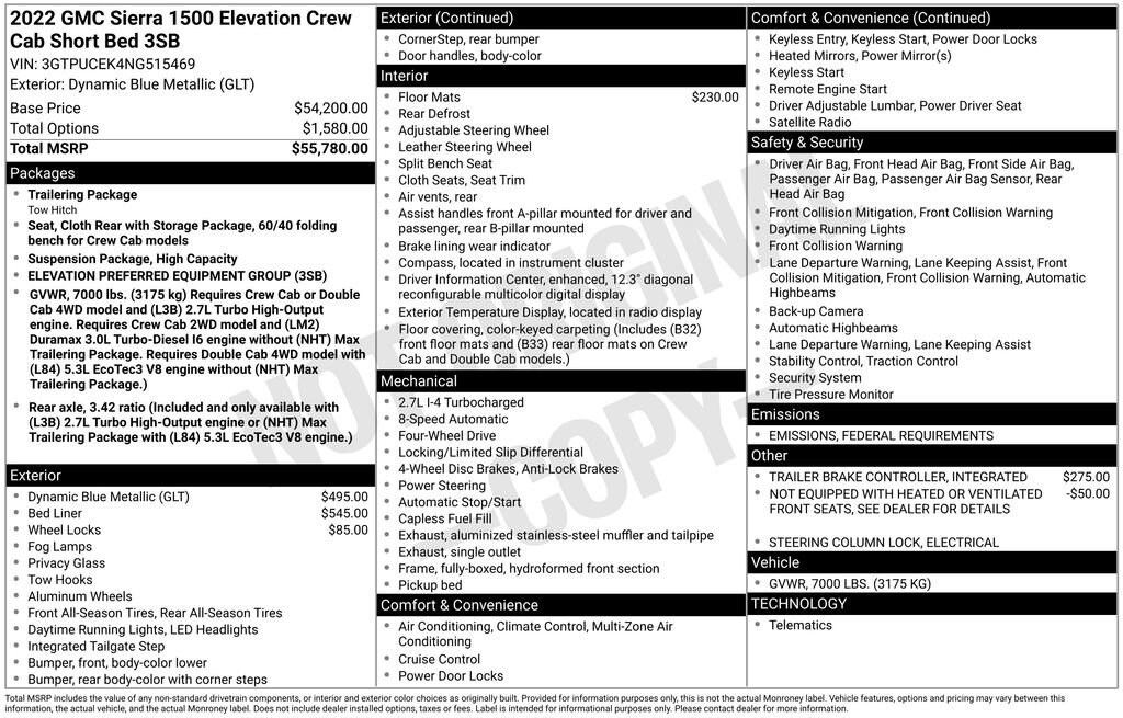 Used 2022 GMC Sierra 1500 Elevation with VIN 3GTPUCEK4NG515469 for sale in Monroe, MI