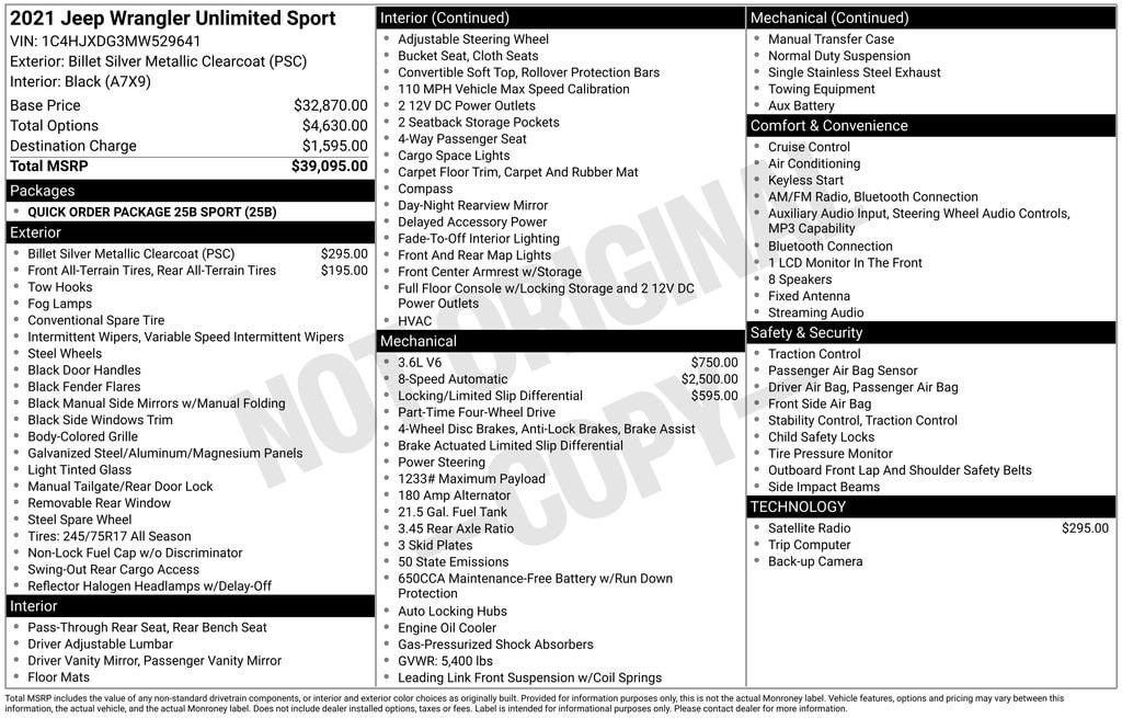 Used 2021 Jeep Wrangler Unlimited Sport