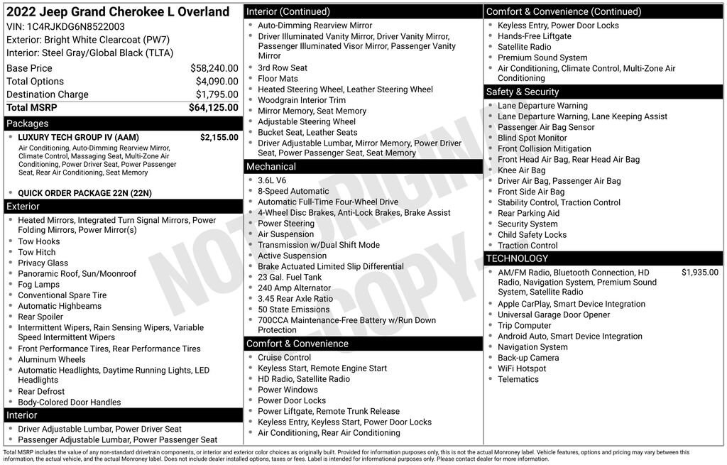 Used 2022 Jeep Grand Cherokee L Overland