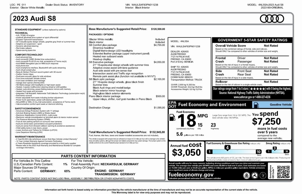 Used 2023 Audi S8 4.0T Sedan