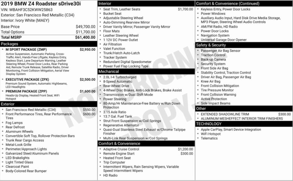 Used 2019 BMW Z4 sDrive30i Convertible