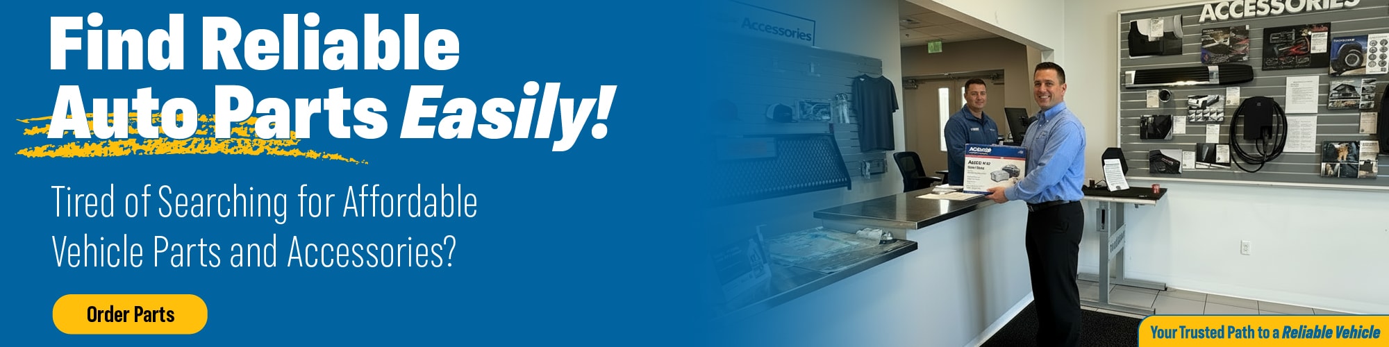 A customer purchasing parts and accessories at Guaranty Chevrolet