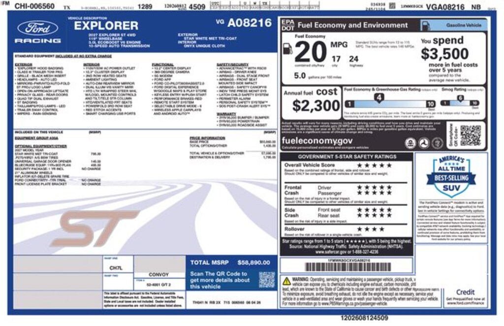 New 2027 Ford Explorer ST SUV
