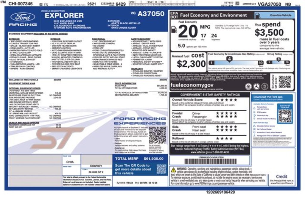 New 2027 Ford Explorer ST SUV