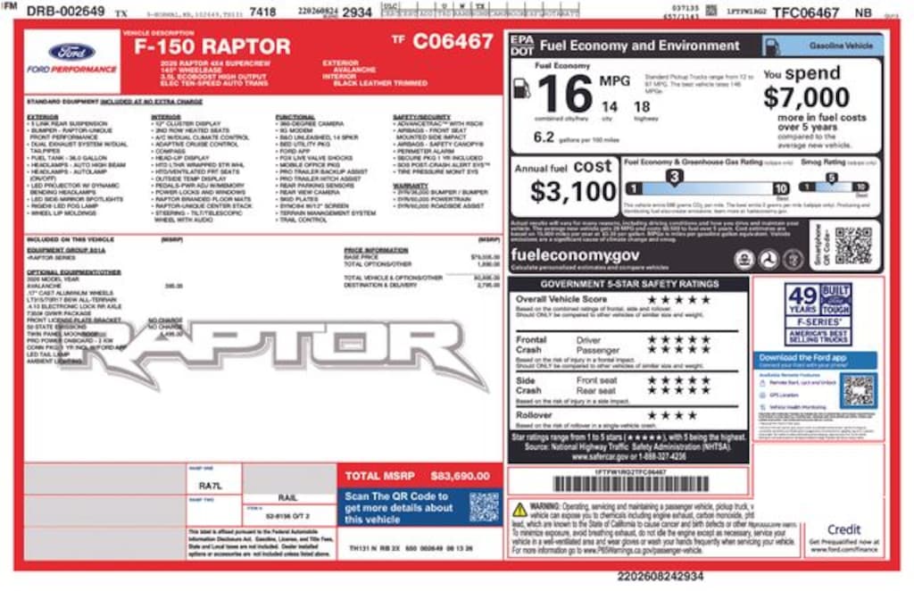 New 2026 Ford F-150 Raptor Truck