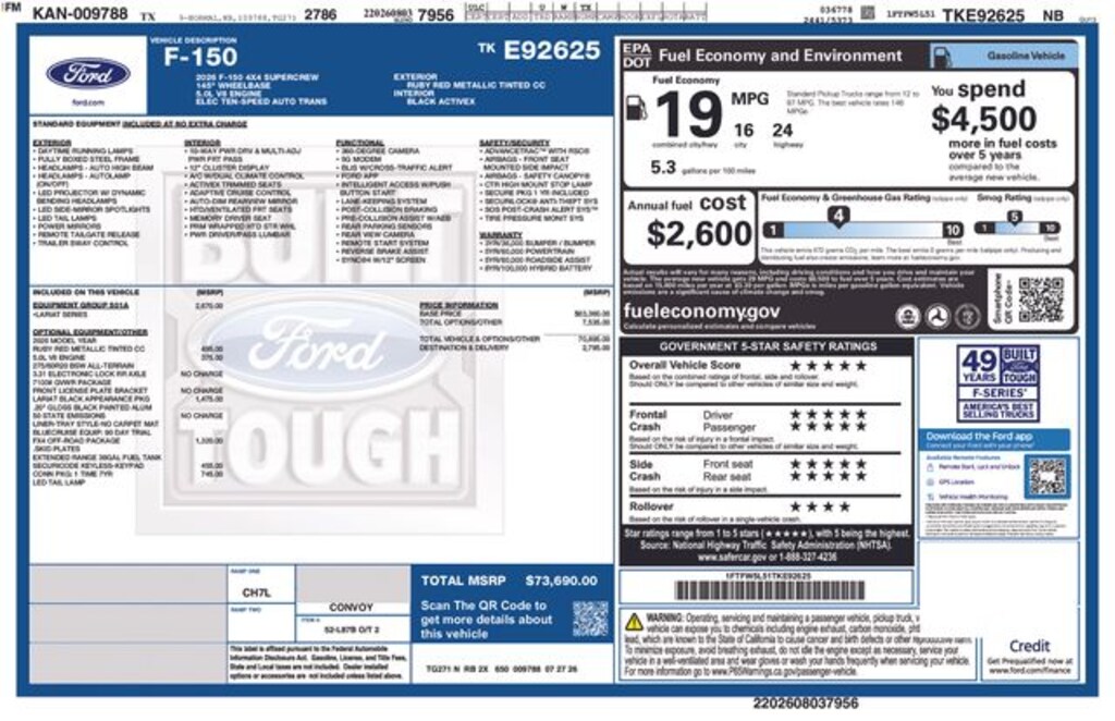 New 2026 Ford F-150 Lariat Truck