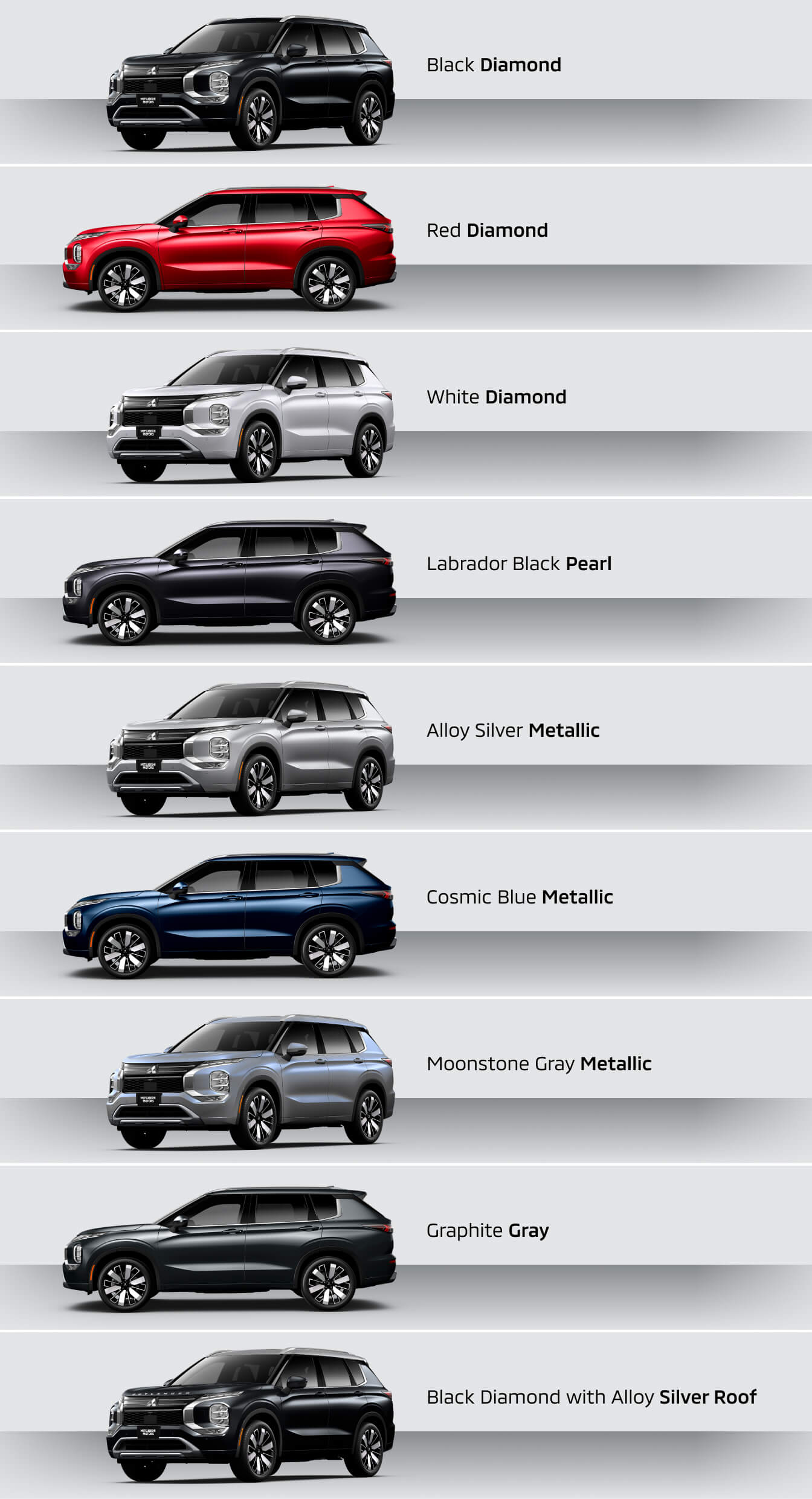 2025 Mitsubishi Outlander Colors & Upholstery