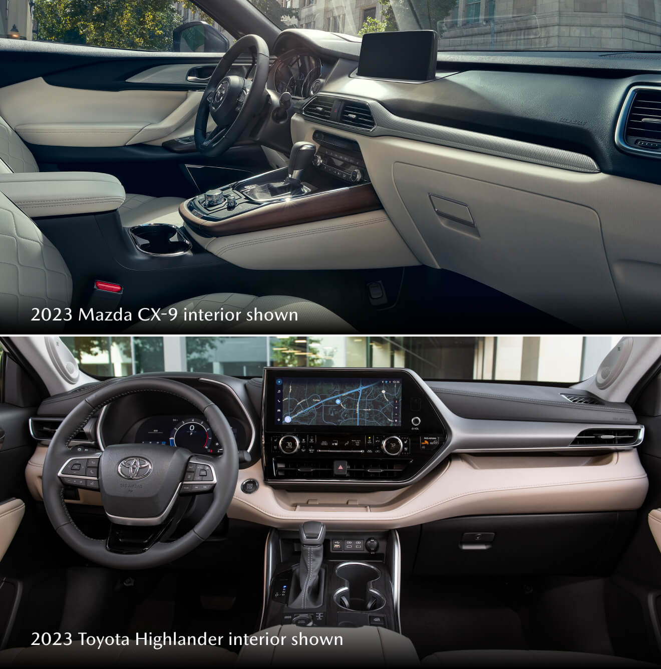 2023 Mazda CX-9 Vs. Toyota Highlander Interior