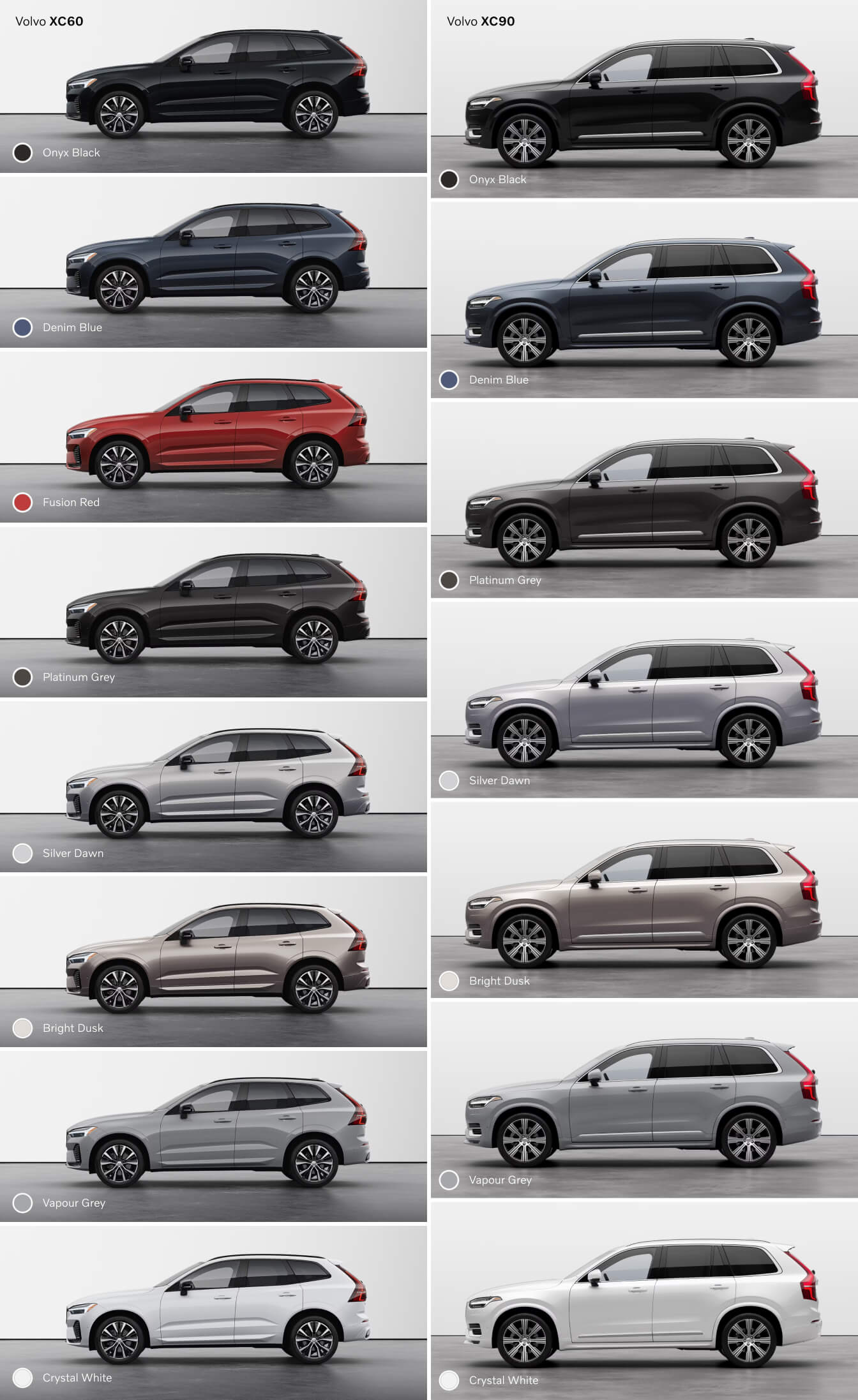 Volvo XC60 vs. Volvo XC90 Exterior Colors
