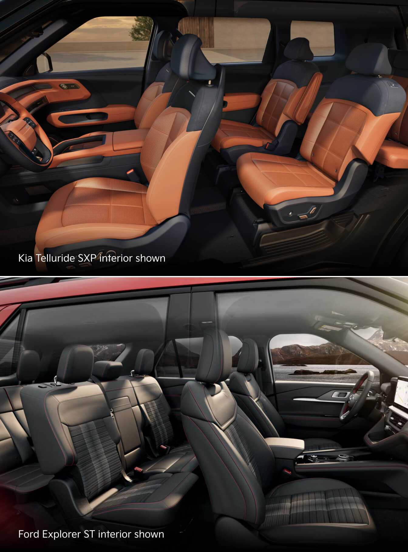 2027 Kia Telluride vs. 2026 Ford Explorer Interior Room