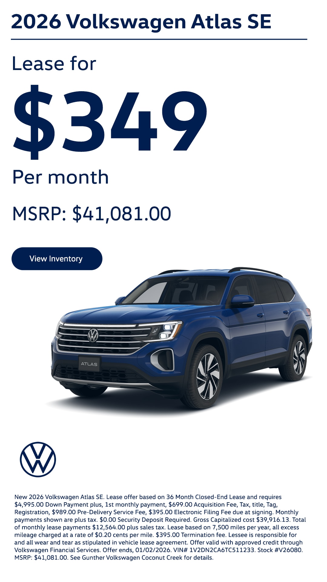 2026 Volkswagen Atlas SUVs For Sale In Coconut Creek, FL
