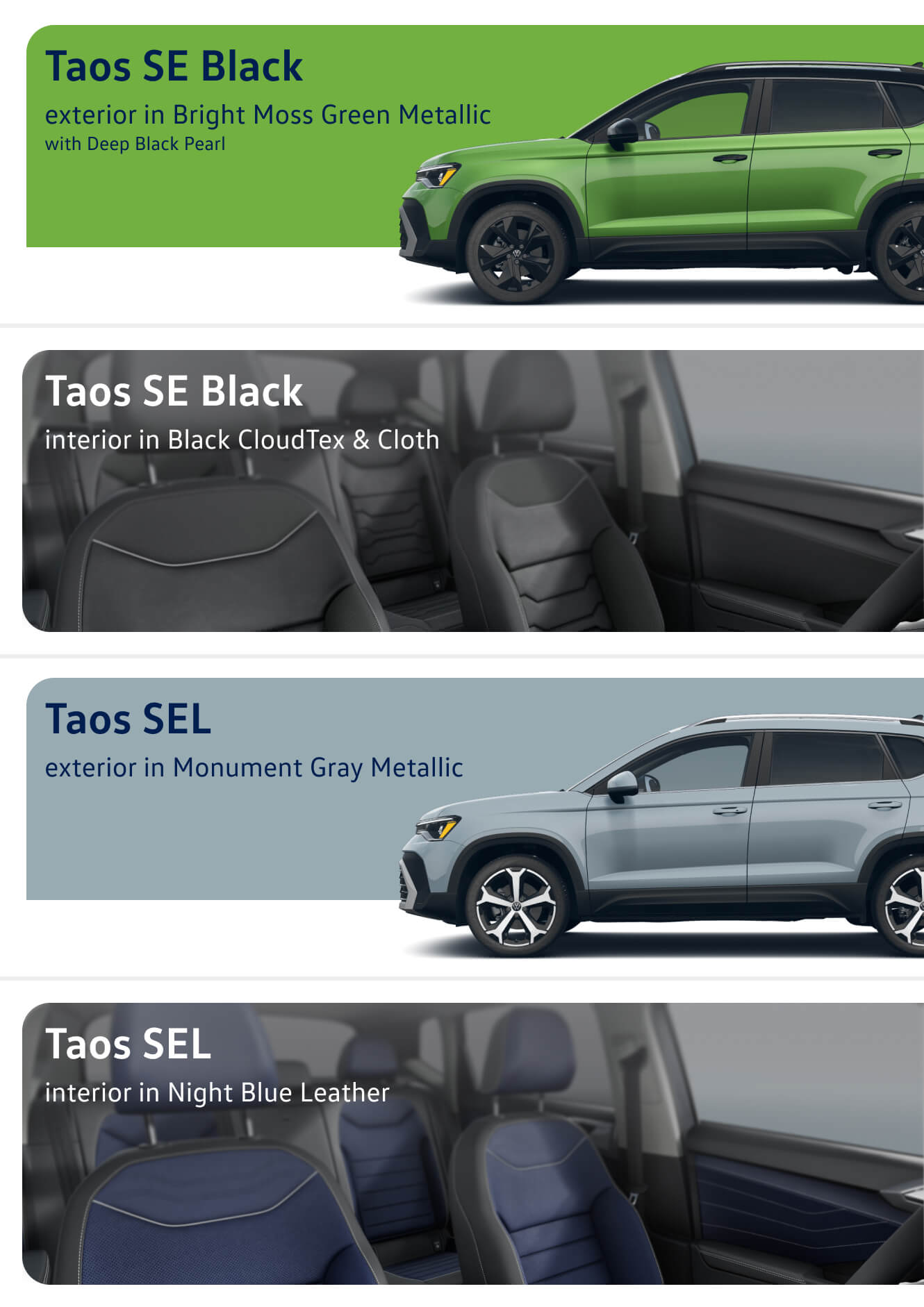 VW Taos SE Black, SEL