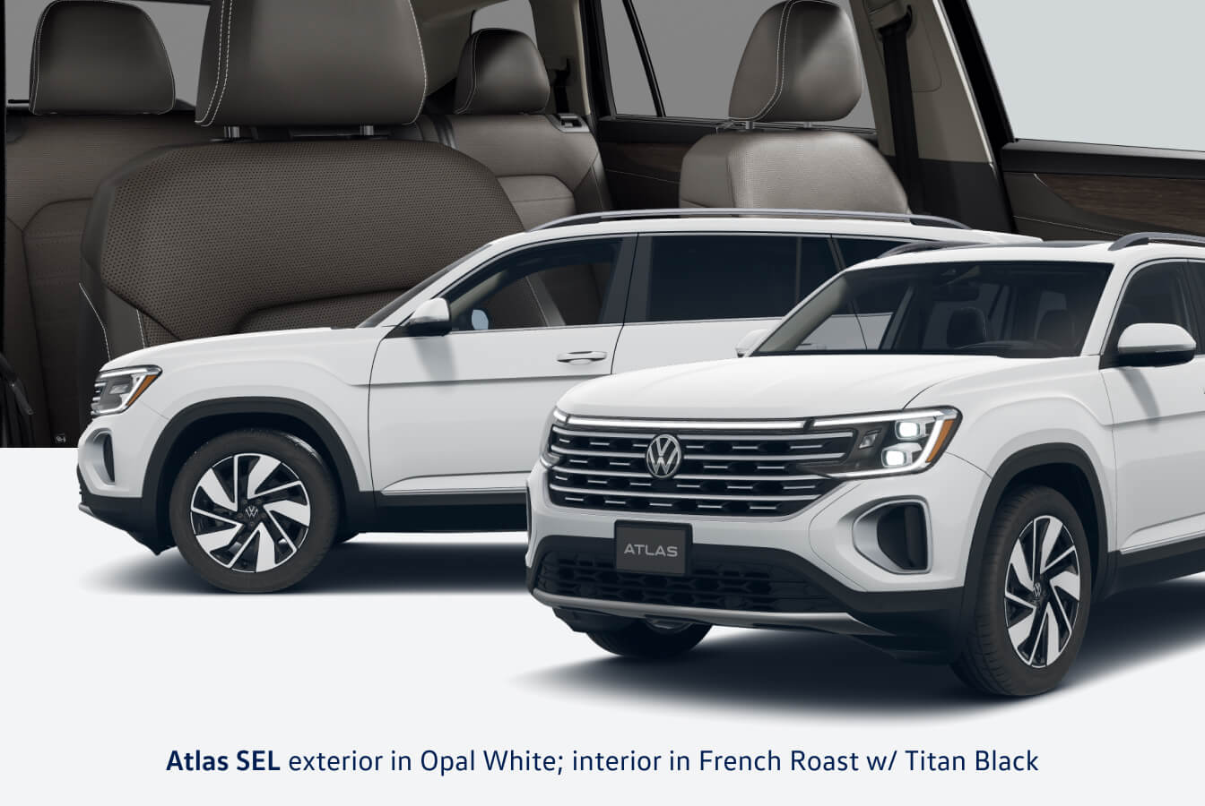 Atlas SEL exterior in opal white, interior in french roast with titan black