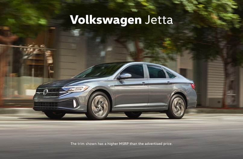 2023 Volkswagen Jetta. The trim shown has a higher MSRP than the advertised price.