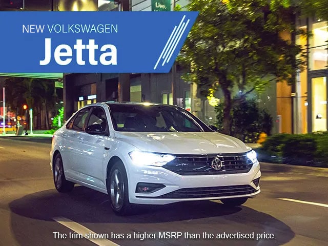2021 VW Jetta. The trim shown has a higher MSRP than the advertised price.