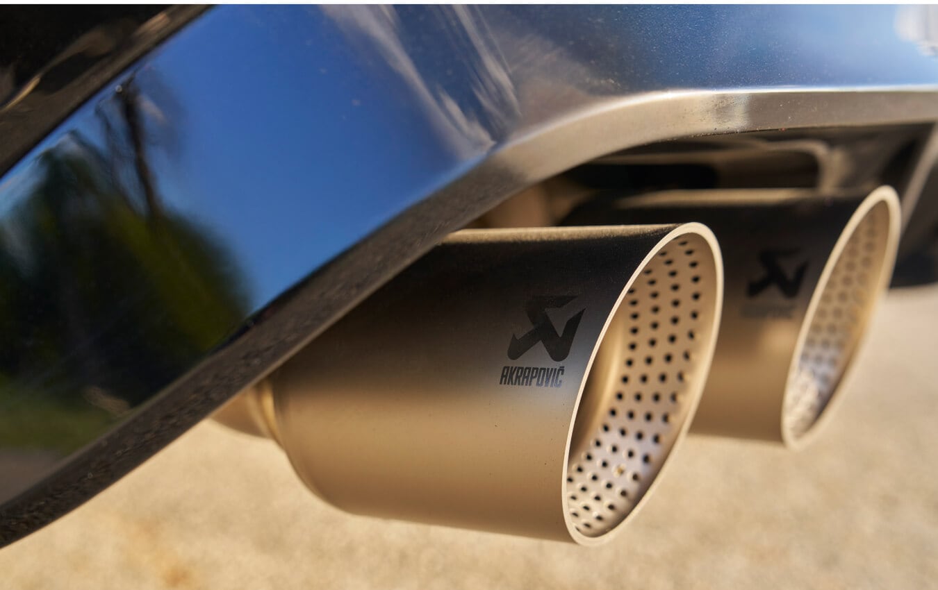Close up of Volkswagen Golf R exhaust tips