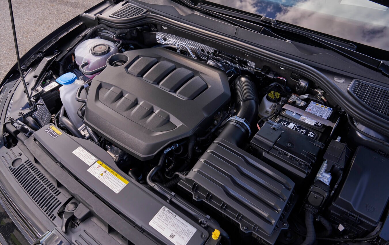 View of Volkswagen Golf R engine bay