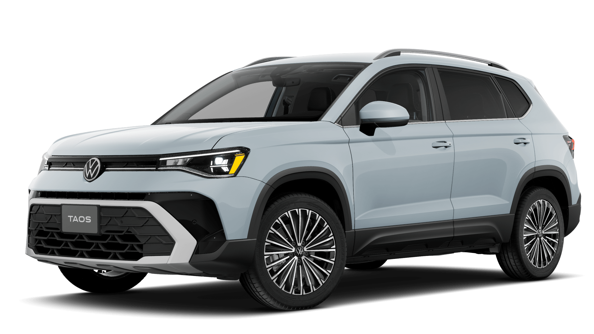 2027 Volkswagen Taos SE in Monument Gray, shown from a three-quarter angle.