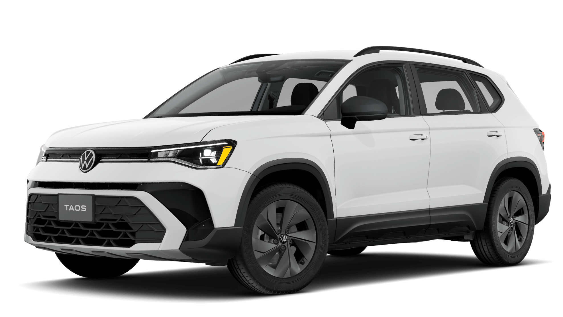 2027 Volkswagen Taos S in Pure White, shown from a three-quarter angle.
