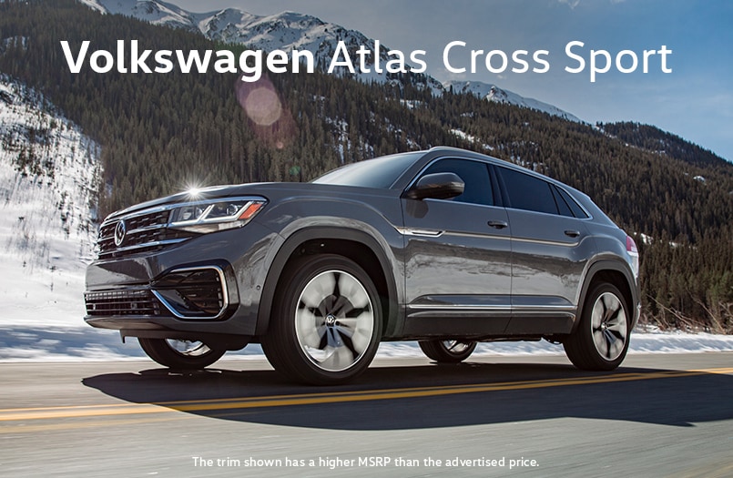 2022 Volkswagen Atlas Cross Sport. The trim shown has a higher MSRP than the advertised price.