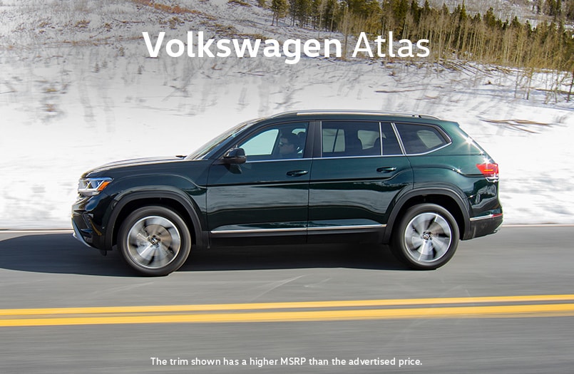2022 Volkswagen Atlas. The trim shown has a higher MSRP than the advertised price.