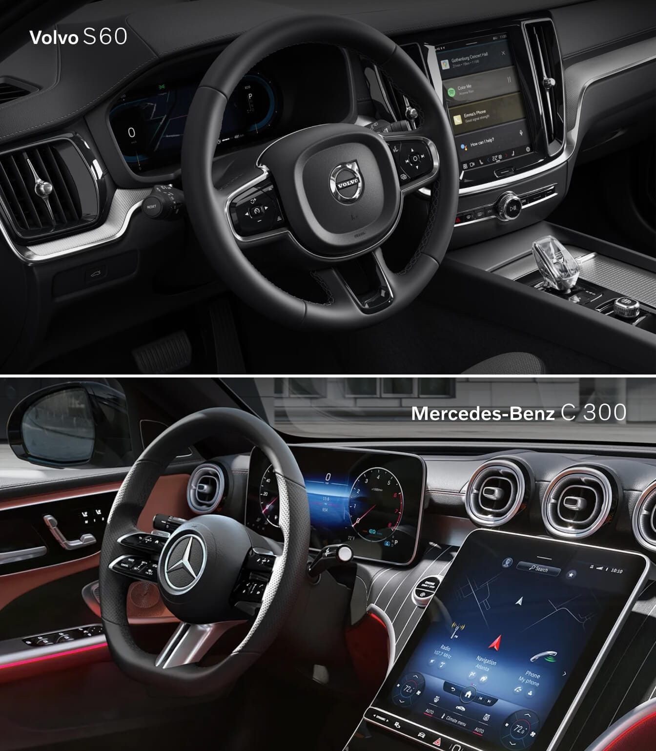 Mercedes-Benz C 300 vs. Volvo S60 Technology