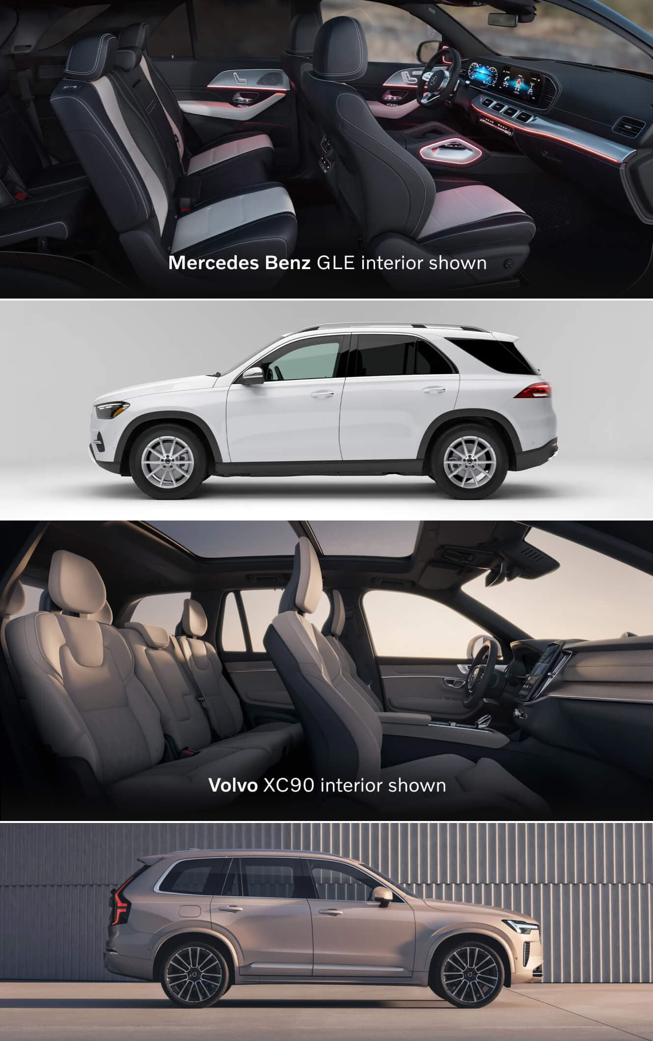 Mercedes-Benz GLE vs. Volvo XC90 Dimensions