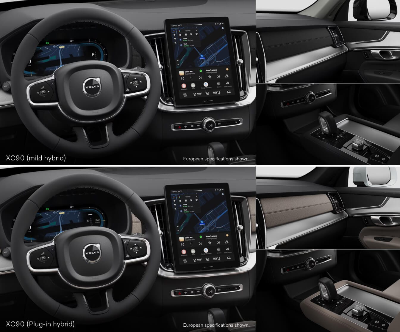 Volvo XC90 Mild Hybrid vs. Recharge Plug-in Hybrid Interior