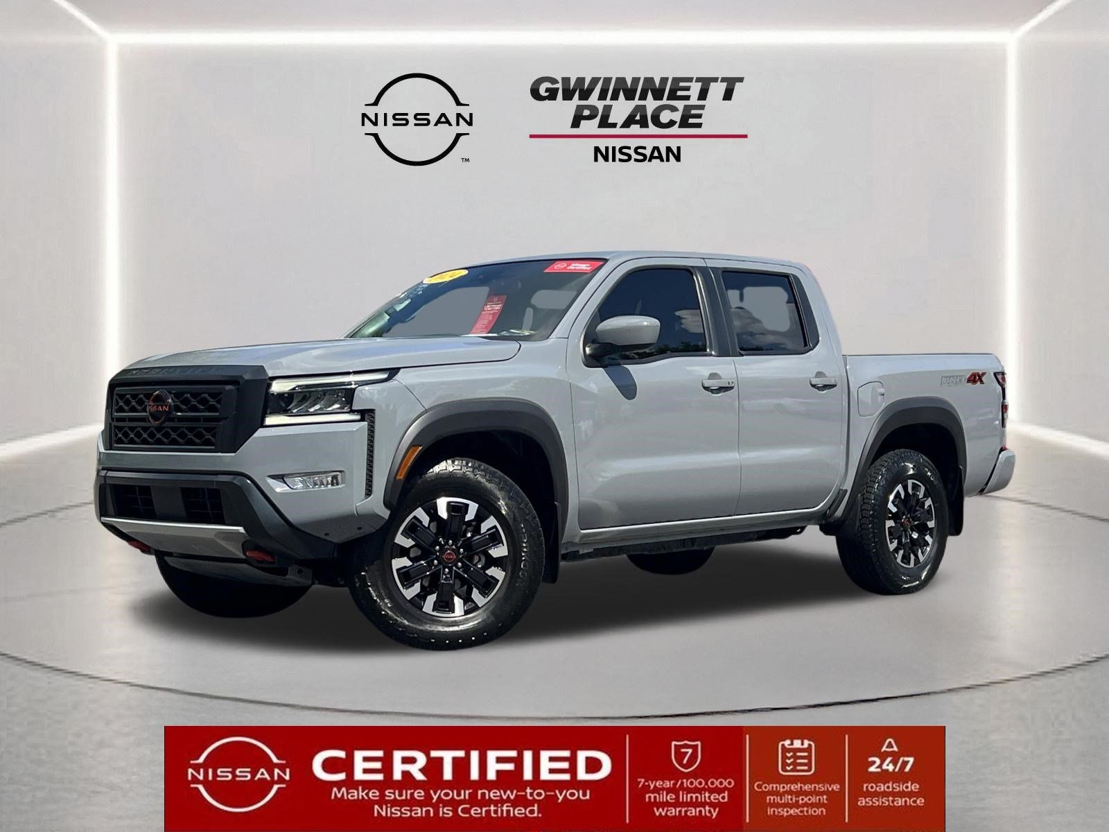 Boulder Gray Pearl 2024 Nissan Frontier Pickup Truck Four-Wheel Drive 9-Speed Automatic Overdrive