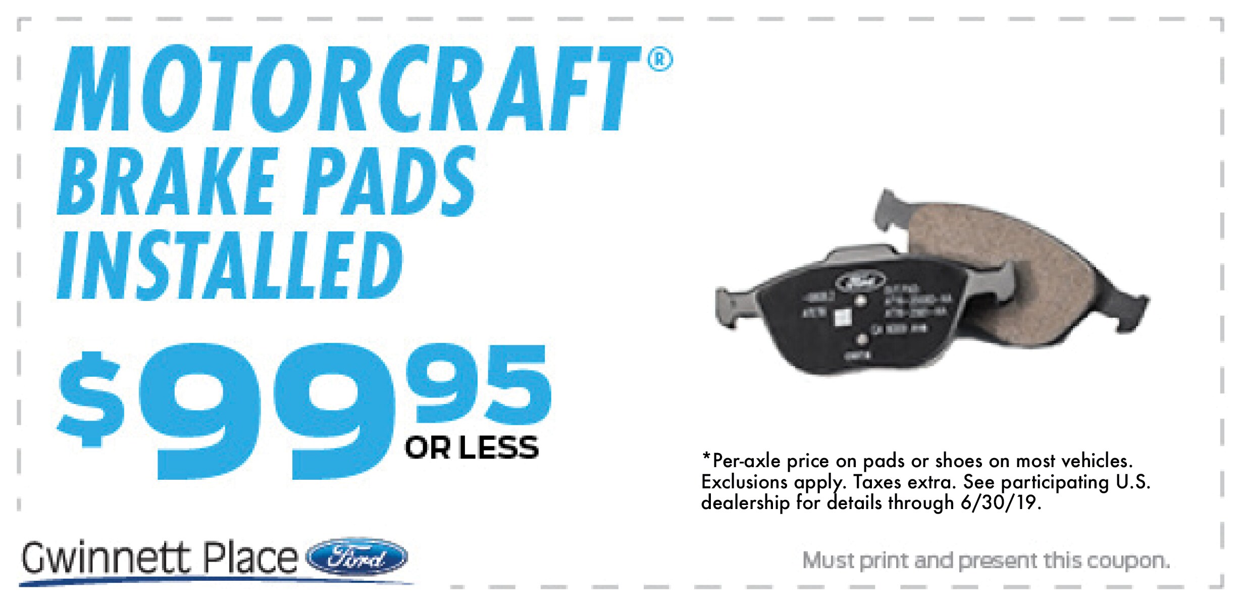 Service Coupon Brake Pads Place Ford