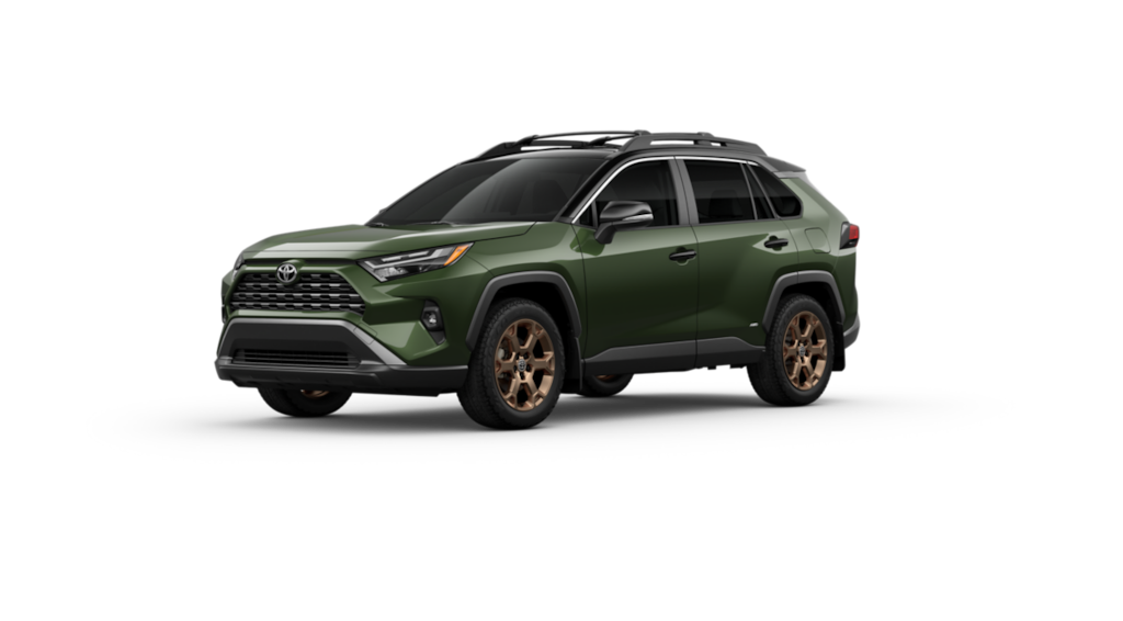 New 2025 Toyota RAV4 Hybrid SUV Woodland Edition Army Green/Midnight Black Metallic roof For