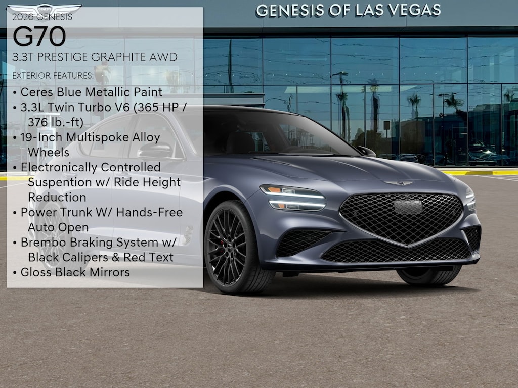 New 2026 Genesis G70 3.3T Prestige Graphite Sedan