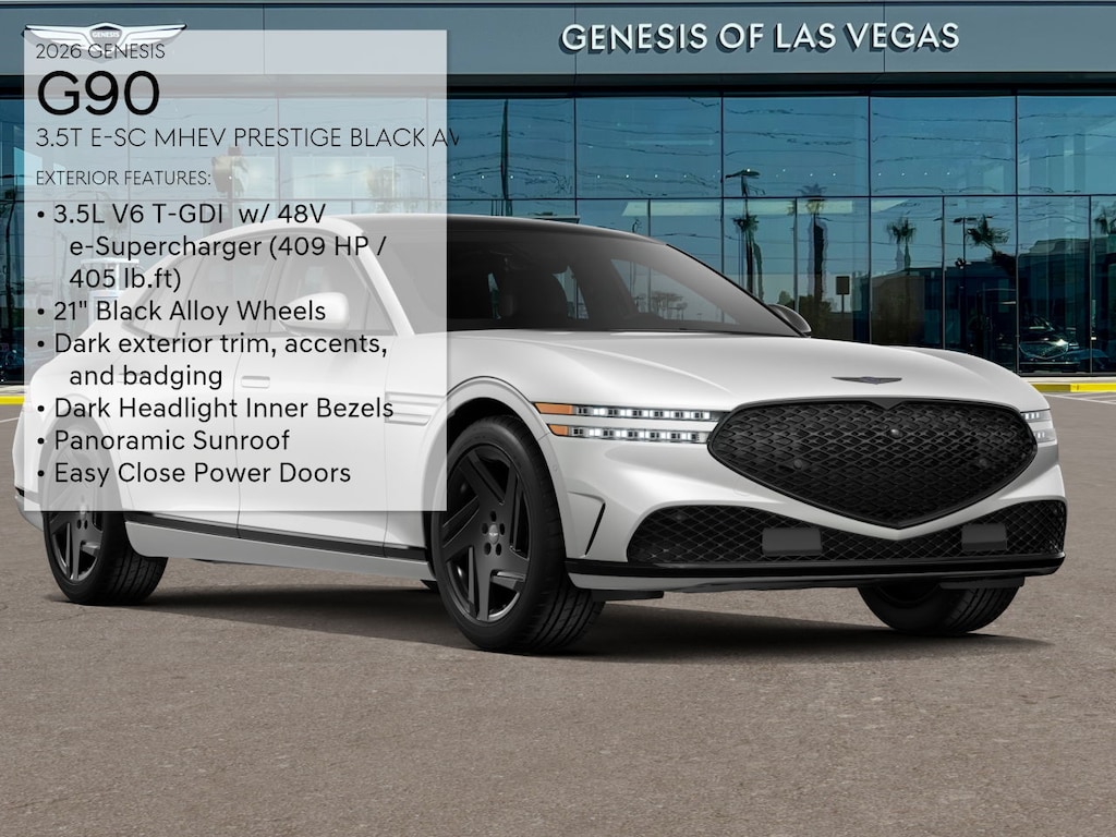 New 2026 Genesis G90 3.5T E-SC Mhev Prestige Black Sedan